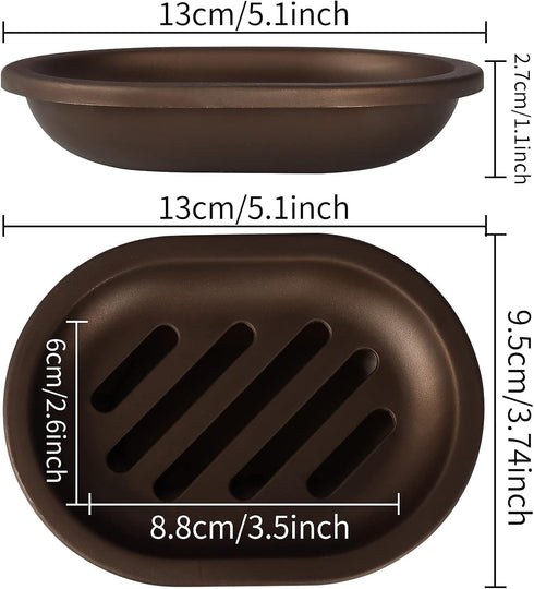 Topsky 2 Pcs Soap Dish for Shower, Double Layer Draining Soap Box with Drip Tray, Plastic, Bronze