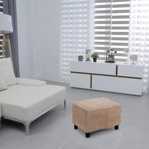 SHEKAKO Velvet Ottoman Cover, Stretch Footstools Covers, Plush Foot Stool Slipcover, Removable Footrest Stool Sofa