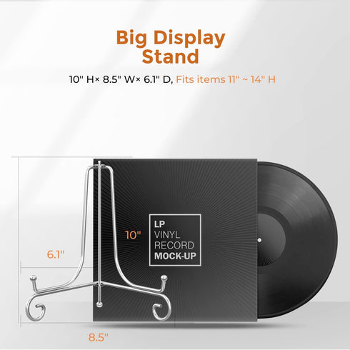 TR-LIFE Plate Stands for Display, 10 Inch Metal Easel Stand for Picture Frame and Decorative Plates (Silver 2 Pack)
