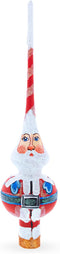 Santa in Red & White Suit Glass Christmas Tree Topper - 11 Inches