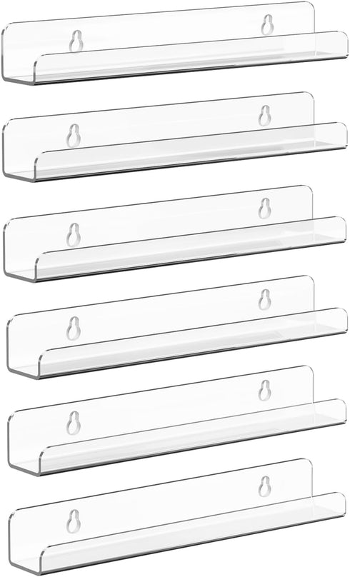 Meaocer 6 Pack 12 inch Album (Clear-6pcs) Vinyl Record Shelf Wall Mount, Clear Acrylic Record Holder Display, Kids