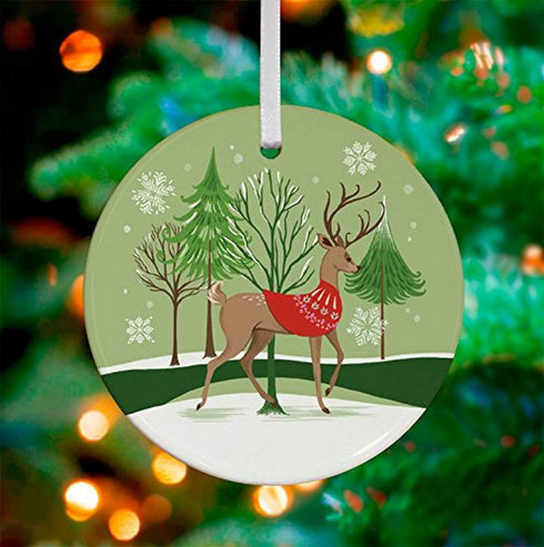 Keepsake Ornament, Stag in Sweater, 3"x 3"