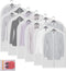 Clear Garment Bags, Set of 12 Plastic Clothes Covers for Dust Protection, Hanging Clothes Bags with Zipper