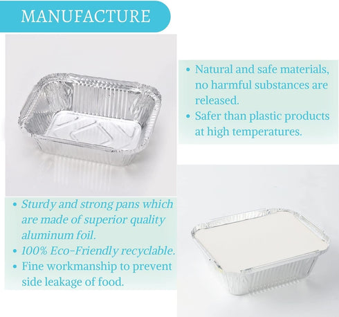 Small Aluminum Pans with Lids (40 Pack - 5"×4") 1 LB Capacity Disposable Tin Foil Pans for Cooking Baking Party Meals