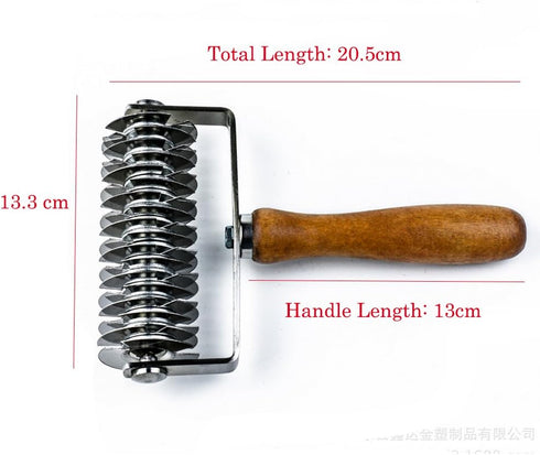 Hosmide Kitchen Baking Dough Cookie Pie Pizza Pastry Lattice Roller Cutter Tool - Stainless Steel with Wood Handle