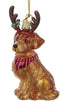 Noble Gems Glass Ornament - Golden Retriever with Antlers
