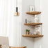 7inch Corner Shelf, Solid Oak Wood Floating Corner Shelf Wall Mount Round End Floating Speaker Shelves with Wire Hole