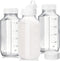 CUCUMI Glass Juice Bottles with Lids, 3 Pack Clear Glass Water Bottles