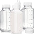 CUCUMI Glass Juice Bottles with Lids, 3 Pack Clear Glass Water Bottles