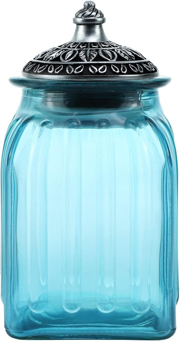 Vintage Crystal Glass Candy Jar with Lid, Food Jar Nut Jar for Kitchen Storage, Assorted Color 30 oz
