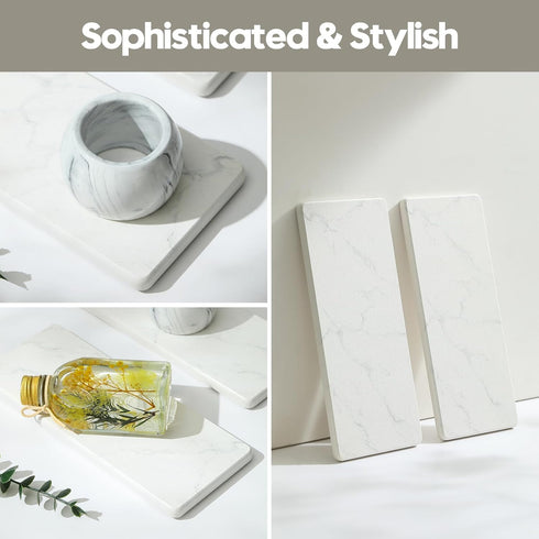 Razborci 2PCS Counter, 9"x3.5" Water Absorbing Stone Drying Tray for Kitchen Diatomite Mat Vanity Caddy for Bathroom