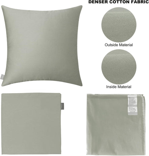 Thmyo 4-Pack 100% Cotton Decorative Throw Pillow Case, Grey, 20x20 Inch for Sofa Bedroom