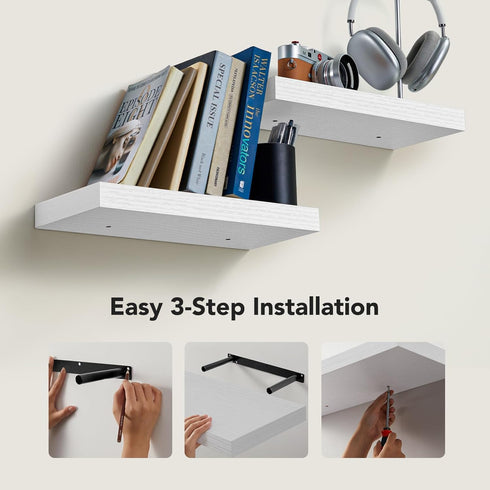 15 7 Inch Set 2 AMADA HOMEFURNISHING Floating Shelves Wall Mounted, x Wall Shelves for Bathroom, Bedroom, Living Room