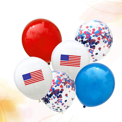 BinaryABC 25Pcs Patriotic Latex Confetti Balloons for 4th of July Celebrations