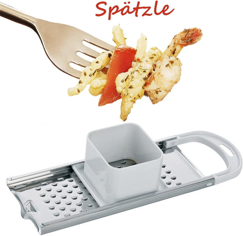 Skimmer Set Premium Grade Stainless Steel Spaetzle Maker with Safety Pusher, Stainless Steel Spider Strainer Spoon