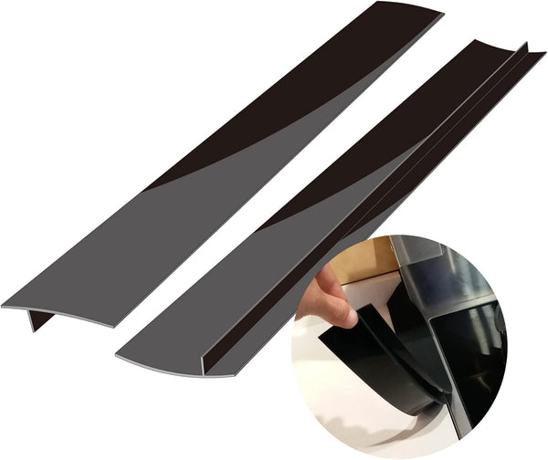Kindga Silicone Stove Counter Gap Cover 21", Easy Clean Gap Filler for Kitchen Counter, Appliances, Set of 2 (Black)