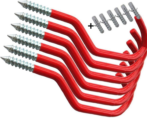 Bike Hooks Heavy Duty Bicycle Storage Hooks Set of 6, Screw-in Utility Storage Hangers for Wall Mount/Ceiling