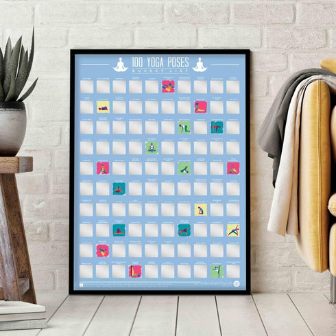 100 Yoga Poses Bucket List Scratch Poster