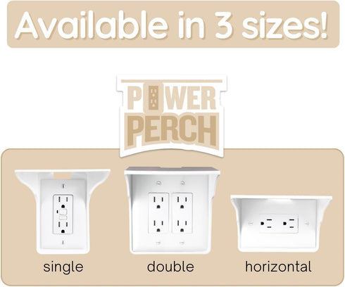 Storage Theory Power Perch Horizontal Outlet Shelf - Space Saving Bathroom Shelving for Electric Toothbrush, Echo Dot