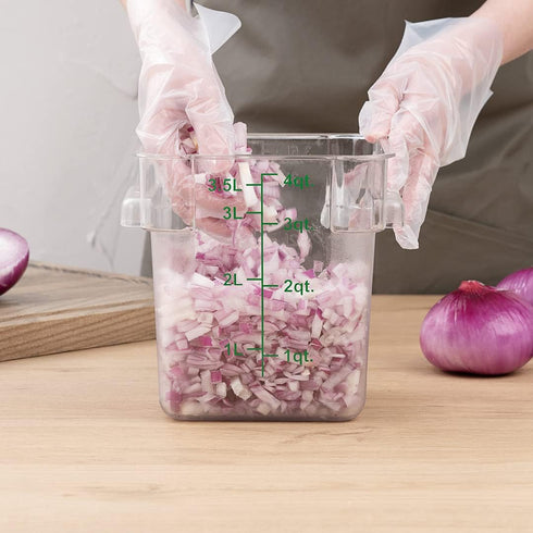 Met Lux 4 Quart Brine Bucket - 1 Square Marinating Container with Volume Markers, Clear and Green Plastic Dough Rising