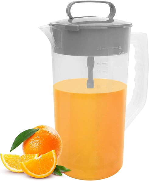 1 Pack Mixing Pitcher for Drinks, 2 Quart/ 64oz Plastic Water Pitcher