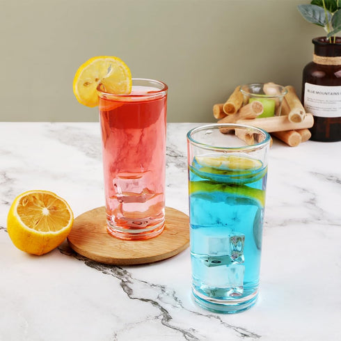 Set 6-8oz Set 6PCS8OZ) Highball Glasses of Tall Water Glasses for Mojito, Whiskey, Cocktails - Clear Drinking Glassware