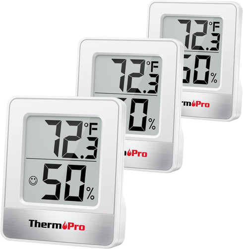 ThermoPro TP49 Digital Hygrometer, 3 Pieces Indoor Thermometer, Humidity Meter with Temperature Monitor for Outdoor and
