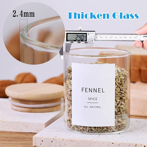 20 Thicken(2.4mm) 4oz 131 Glass Spice Jars with Bamboo Lids - Pcs Airtight Seasoning Containers with Waterproof