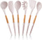 Silicone Cooking Utensils Set (6 pcs) – Natural Wood Kitchen Utensils, Eco Friendly & BPA Free, Non-Scratch, White