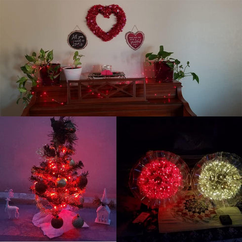 Set 33ft/10M 100LEDs 9 String Lights,LED Copper Wire Lights, Each and Remote Control.AA Battery Powered,Decor Rope