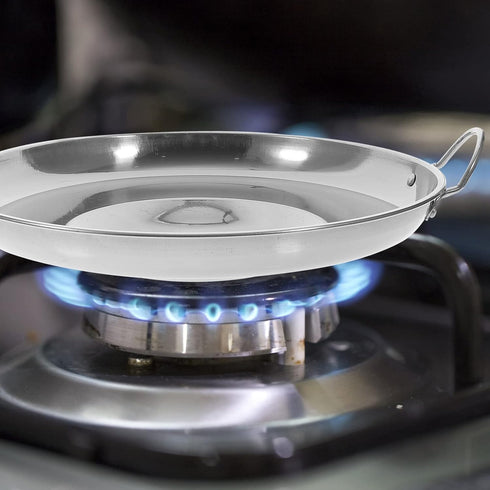 BESTonZON Stainless Steel Comal Concave Pan, Non-Stick Stir Fry Pan for Kitchen Restaurant Outdoor (Silver 36CM)