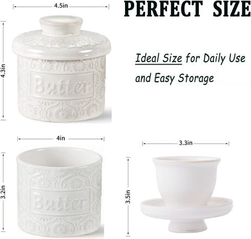 COPORISO Countertop, 6.7 OZ, Ceramic Butter Crock with Lid, French Butter Dish with Water Line for Butter Keeper