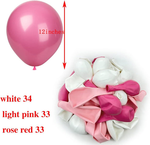 KADBANER White Light Pink Rose Red Balloons, 100 Pack, 12 Inch Latex