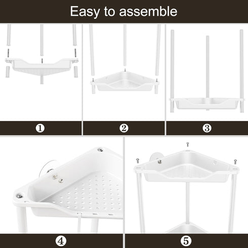 2 Orimade Rustproof Tier Floor Standing Corner Shower Caddy Organizer, Plastic Metal Splicing Floor Corner Shelf Rack