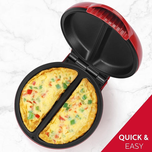 Holstein Housewares Non-Stick Omelet & Frittata Maker, Stainless Steel for 2 Portions, Red