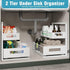 Adjustable Height Under Sink Organizer, 2 Tier Bathroom Storage, Pull Out Cabinet Organizer, White, XL - 1 Pack