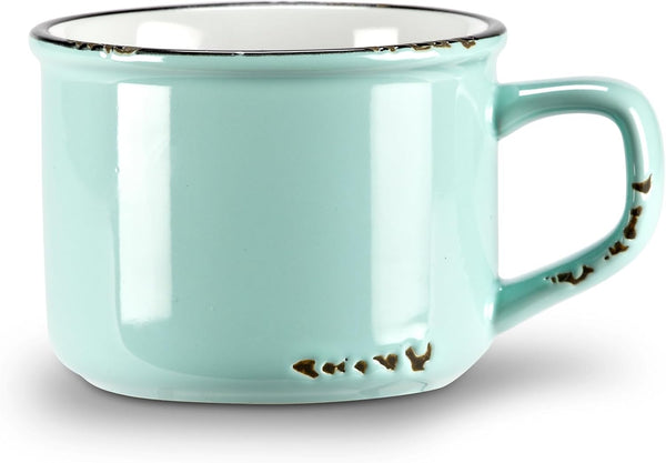 Abbott Collection Green Enamel Look Stoneware Cappuccino Cup