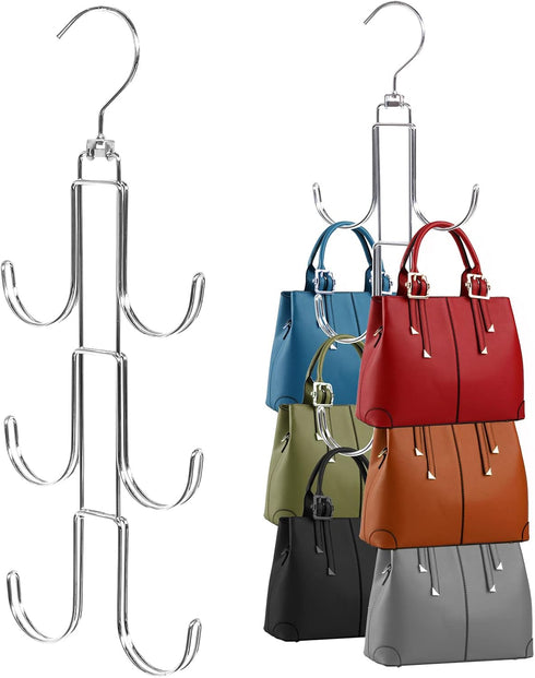 2 Pack Purse Hanger Organizer for Closet - Handbag Storage Organizer for Bags, Belts, Hats, Scarves, Ties