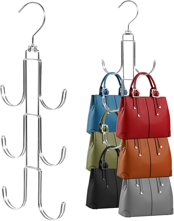 2 Pack Purse Hanger Organizer for Closet - Handbag Storage Organizer for Bags, Belts, Hats, Scarves, Ties