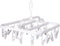 Foldable Clip Hangers with 26 Drying Clips, Plastic Laundry Clip and Drip Drying Hanger for Socks, Bras, White