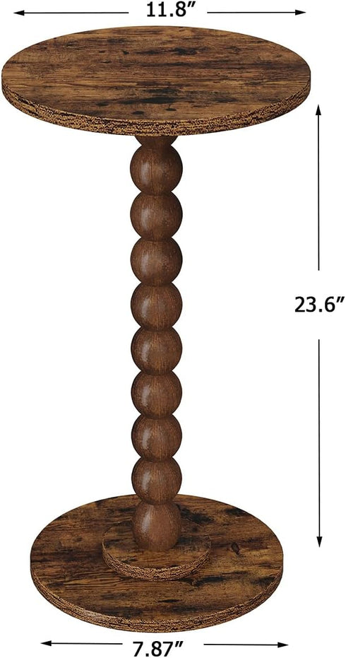 UTBT005F Round Side Table, Small Drink Table for Small Spaces, Pedestal End Table for Living Room, Modern Accent