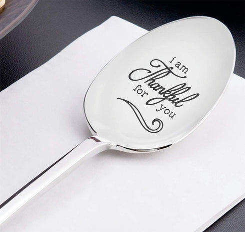Personalized Hand Stamped Teaspoon Gift - I am Thankful for You, Inspirational Saying, Thanksgiving Gift
