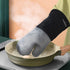 sungwoo Extra Long Silicone Oven Mitts, Heat Resistant Gloves, Non-Slip Textured Grip, 14.6 Inch Grey & Black