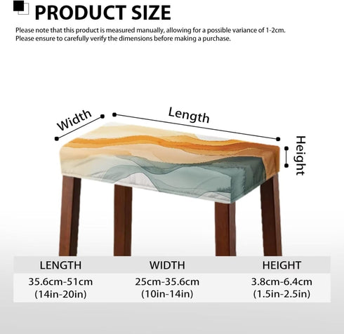 2 Pack Bar Stool Seat Covers - Pastel Amber Colors, Rectangle Stretchy Vanity Chair Slipcover, Washable Soft Stool