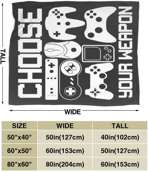 Your Weapon Gamer Gaming Gifts - Ultra Soft Flannel Throw Blankets for Living Room, Bedroom, Couch, Office (50"x40")