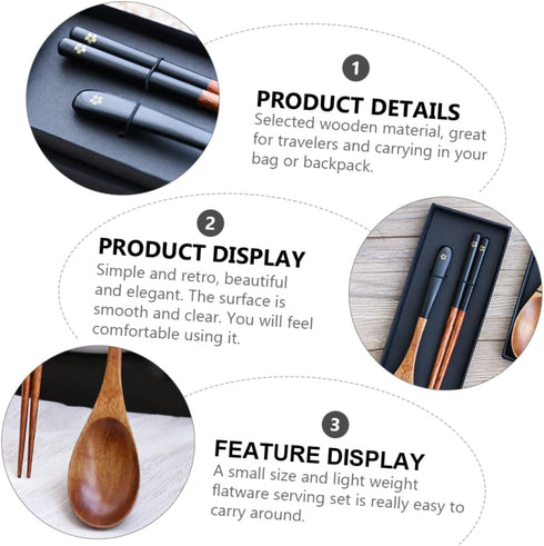 1 set Chinese Portable Friendly Party Lunch Chopsticks Picnic Cutlery and Dinner Home Wooden Style Table Pouch Tableware Reusable Case Flatware Dinnerware Korean Utensil Japanese by FELTECHELECTR