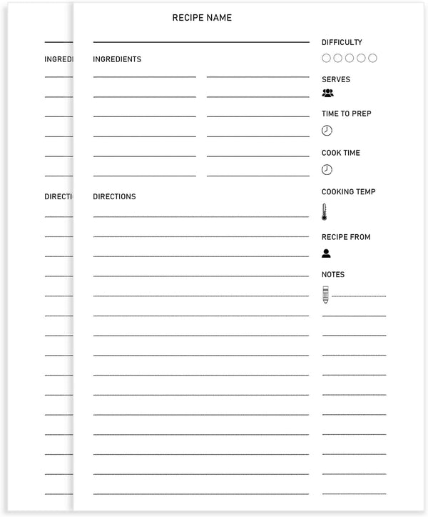 Blank Recipe Book to Write Your Own Recipes: 5.6 x 8.2 Recipe Ring Binder with PU Leather Cover, 160 Recipes