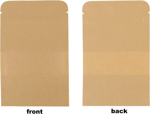 SHEUTSAN 500 Pack Kraft Bags with Window, 3.5 x 5.5 Inches, Resealable Ziplock Storage Pouches for Home and Business