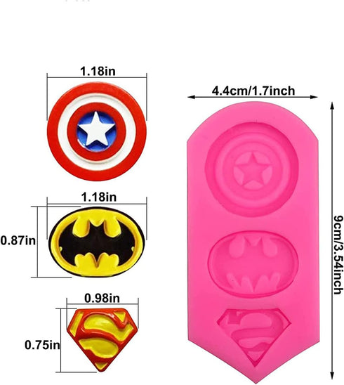 2 Pieces Superhero Silicone Mold, Cookie Fondant Molds, Candy Chocolate Fondant Molds.