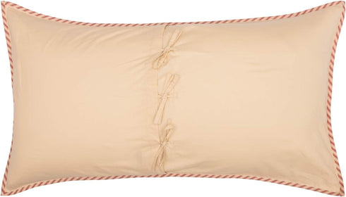 VHC Brands Sawyer Mill Large Pillow Sham Cover, Farmhouse Country Stripe, King Size 21x37, Red